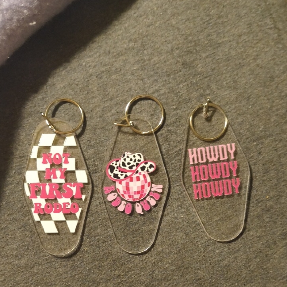 Pink Rodeo & Howdy Acrylic Keychain Set - Women Other Accessory